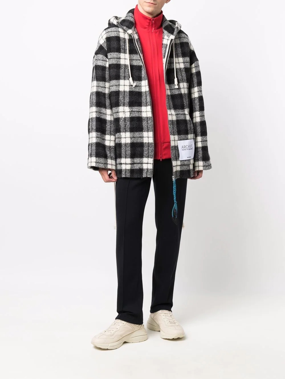 check pattern zip-up jacket - 2