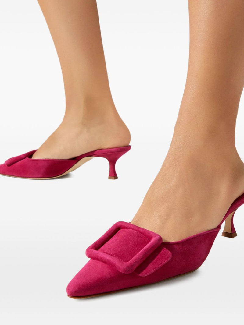 Maysale square buckle point-toe mules 5