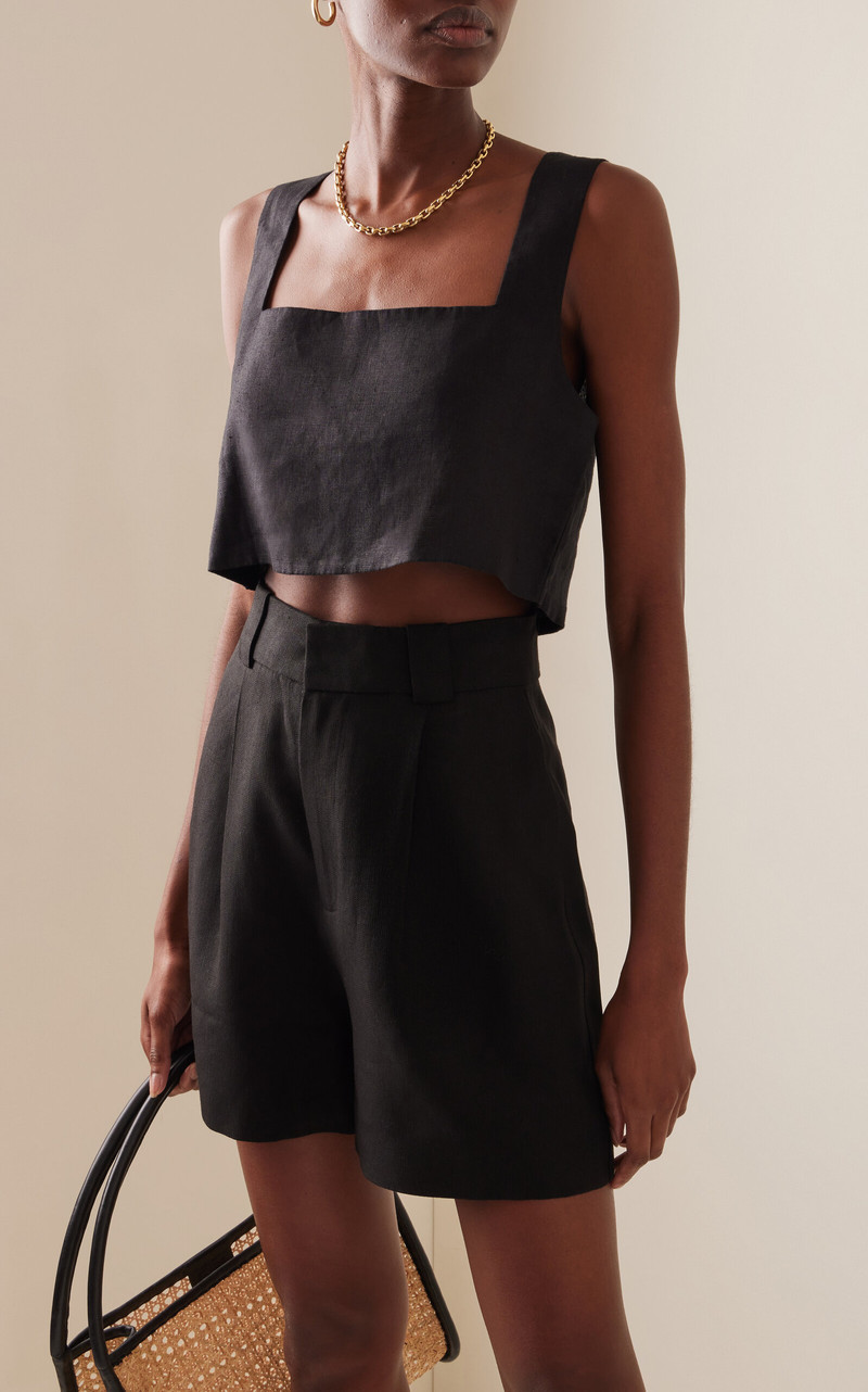 POSSE Exclusive Alice Linen Crop Top black outlook