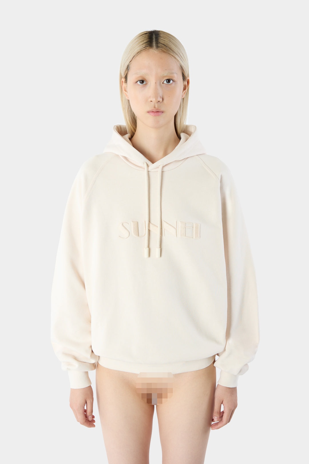 EMBROIDERED HOODIE / light beige - 3