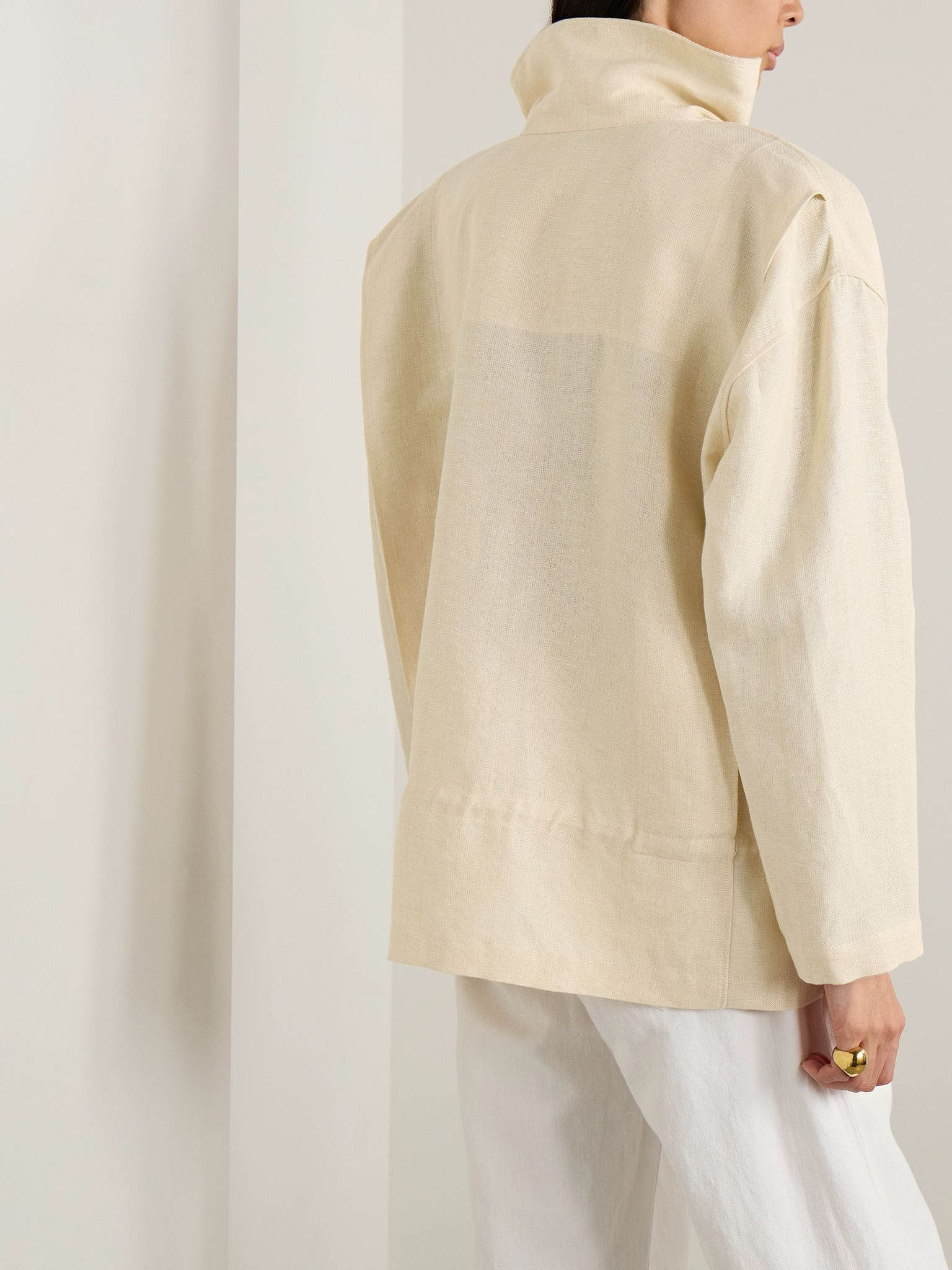 Oversized linen jacket Off-white - 4