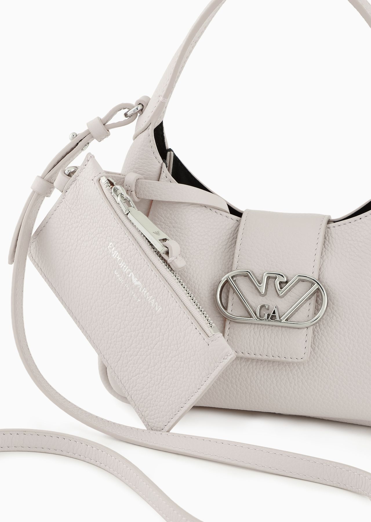 Leather hobo handbag with eagle buckle - 9