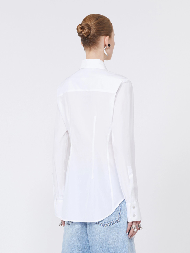 PIACERE Slim-fit poplin shirt - OPTICAL WHITE 4