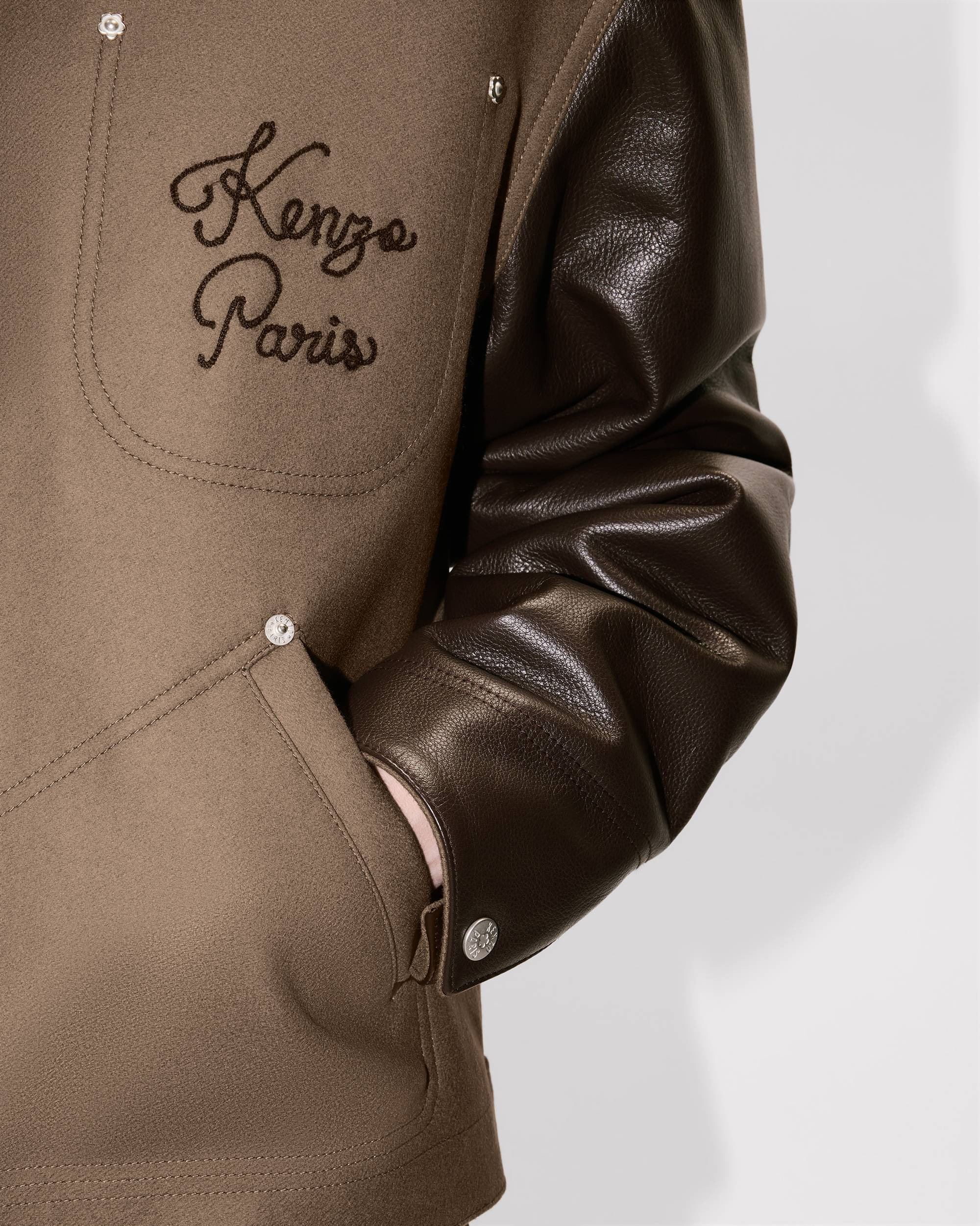 'KENZO Paris Chainstitch' genderless blouson in wool and leather - 6
