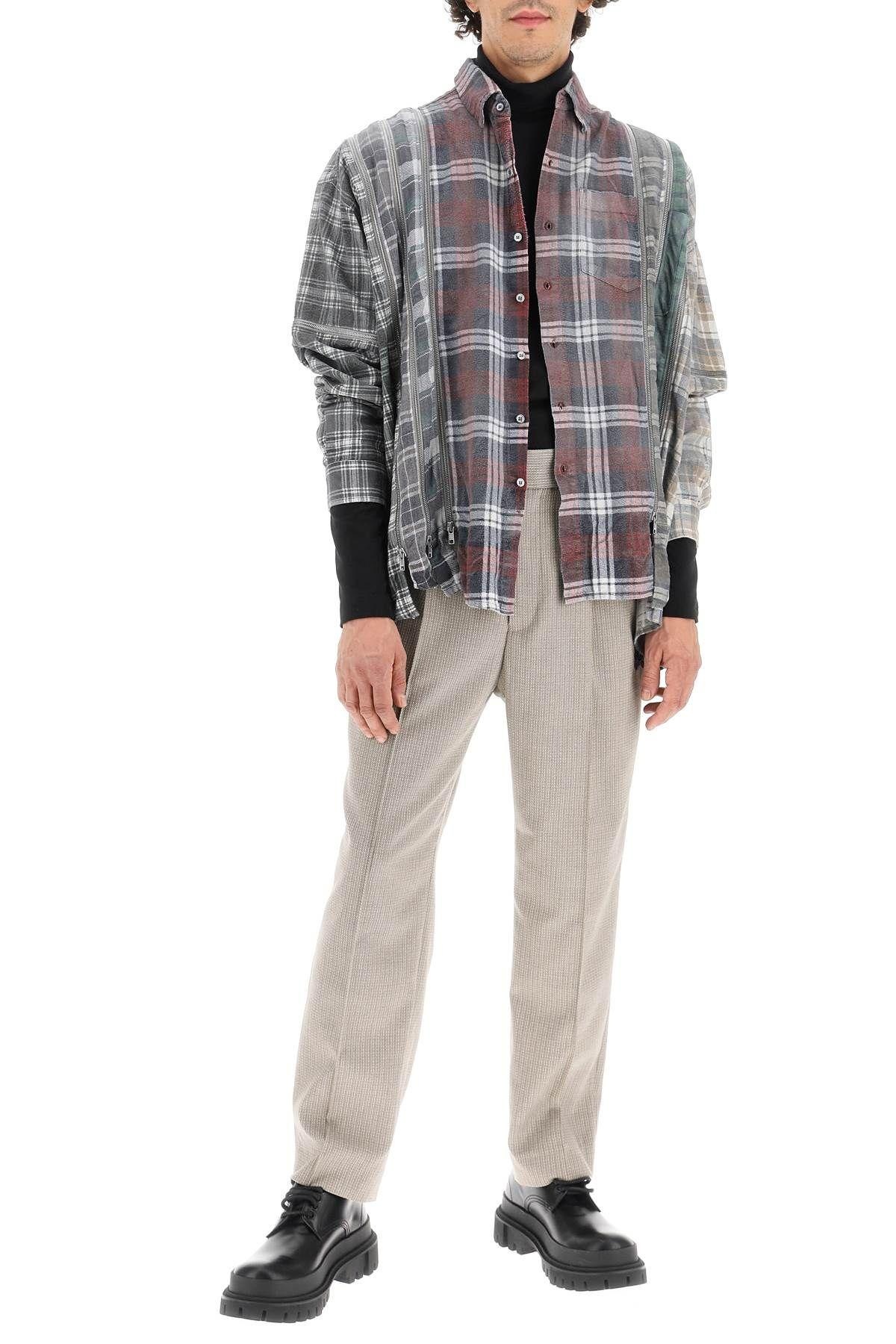 'REBUILD' PATCHWORK FLANNEL SHIRT WITH ZIPPERS NEEDLES - 2