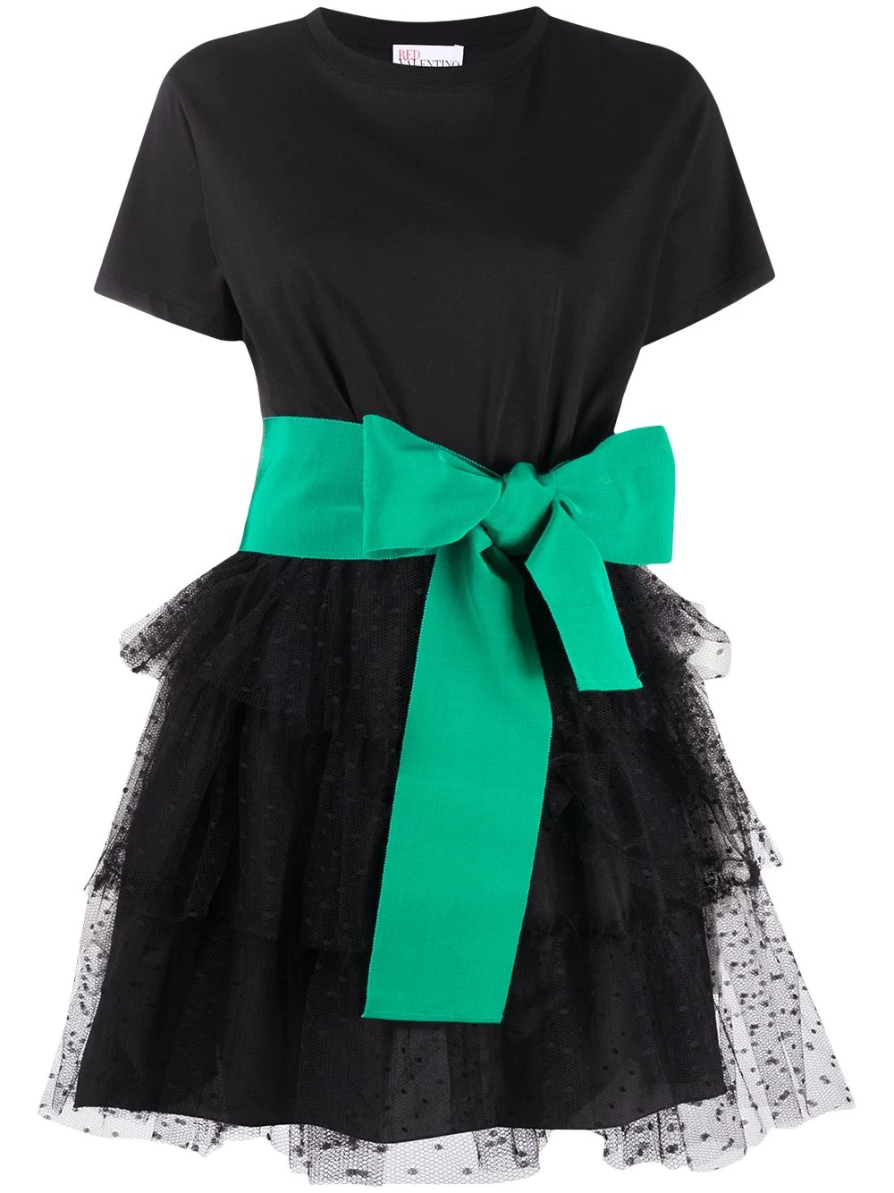 bow-strap tulle mini dress - 1