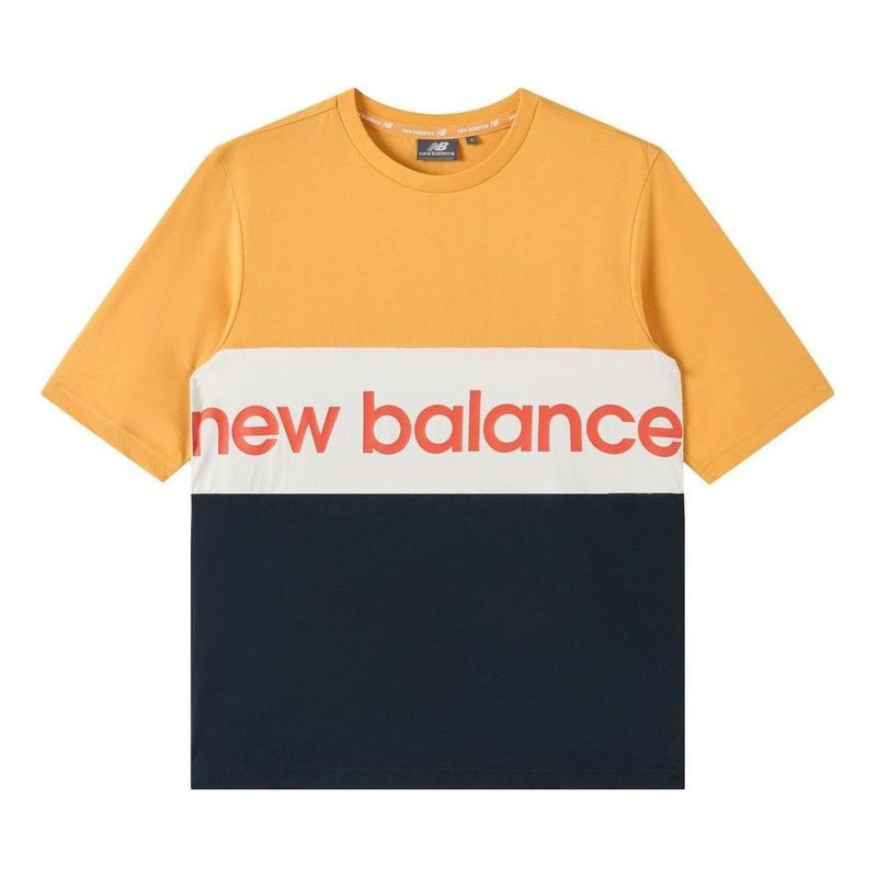 New Balance Logo Printed Colorblock Tee 'Orange White Black' NE92S023-YW - 1