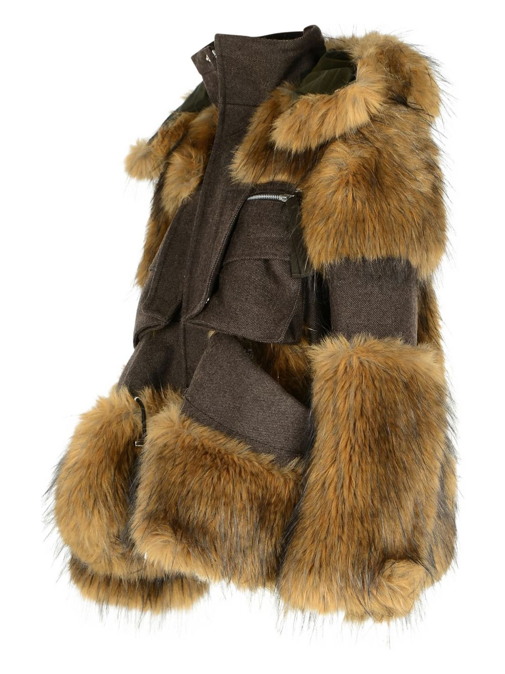 fur-trimmed wool jacket - 3