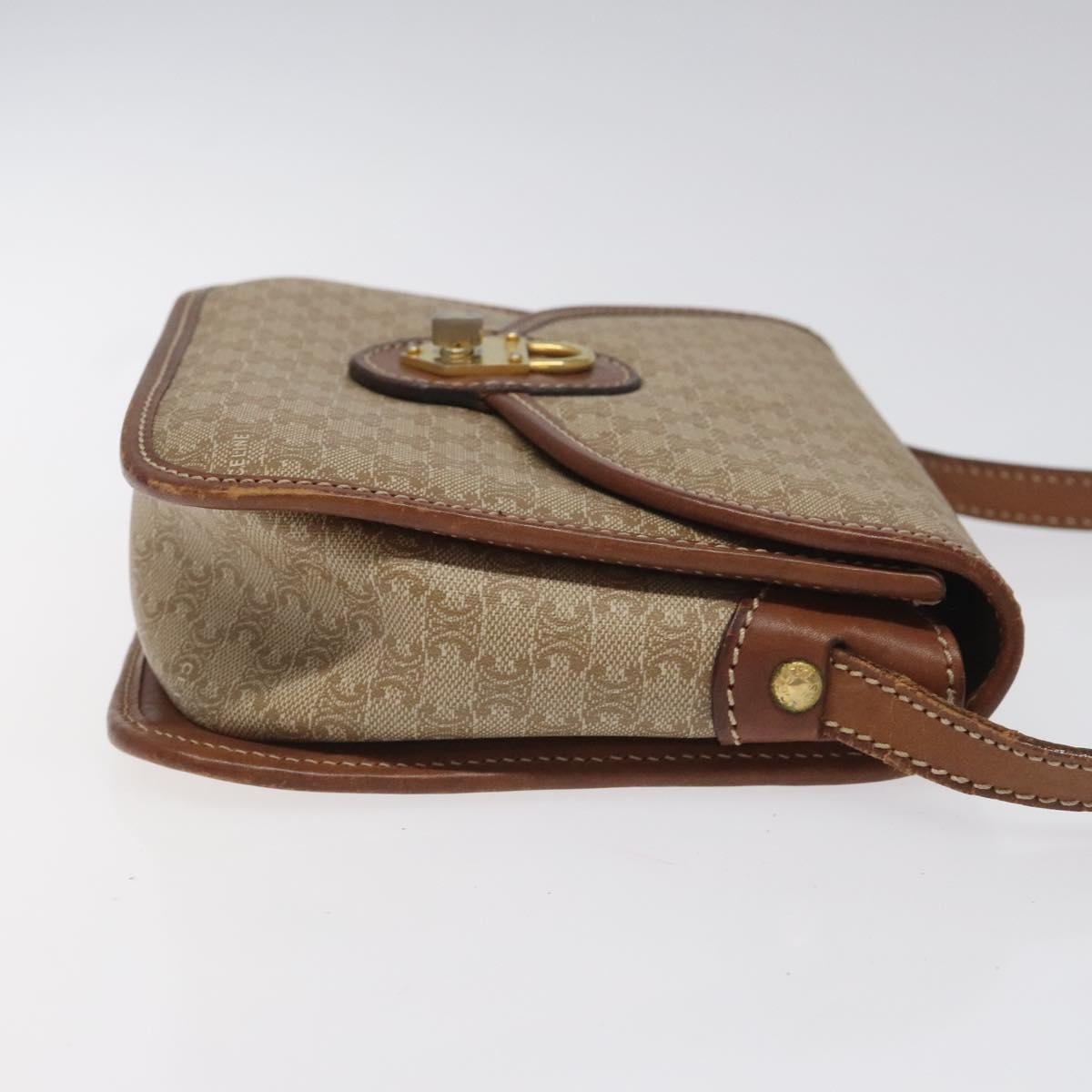 CELINE Macadam Canvas Shoulder Bag Pvc Leather Beige Brown Gold - 4