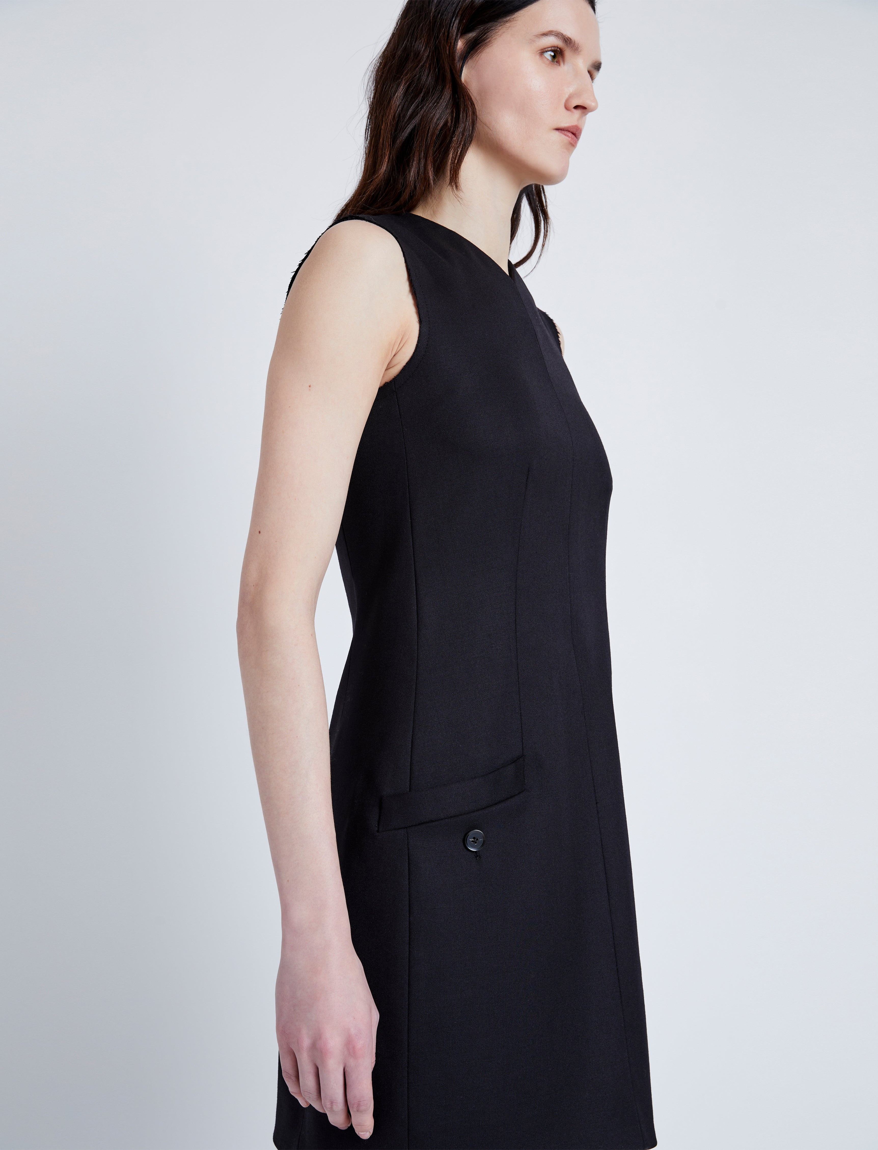 Skyler Dress in Wool Twill Suiting - 5