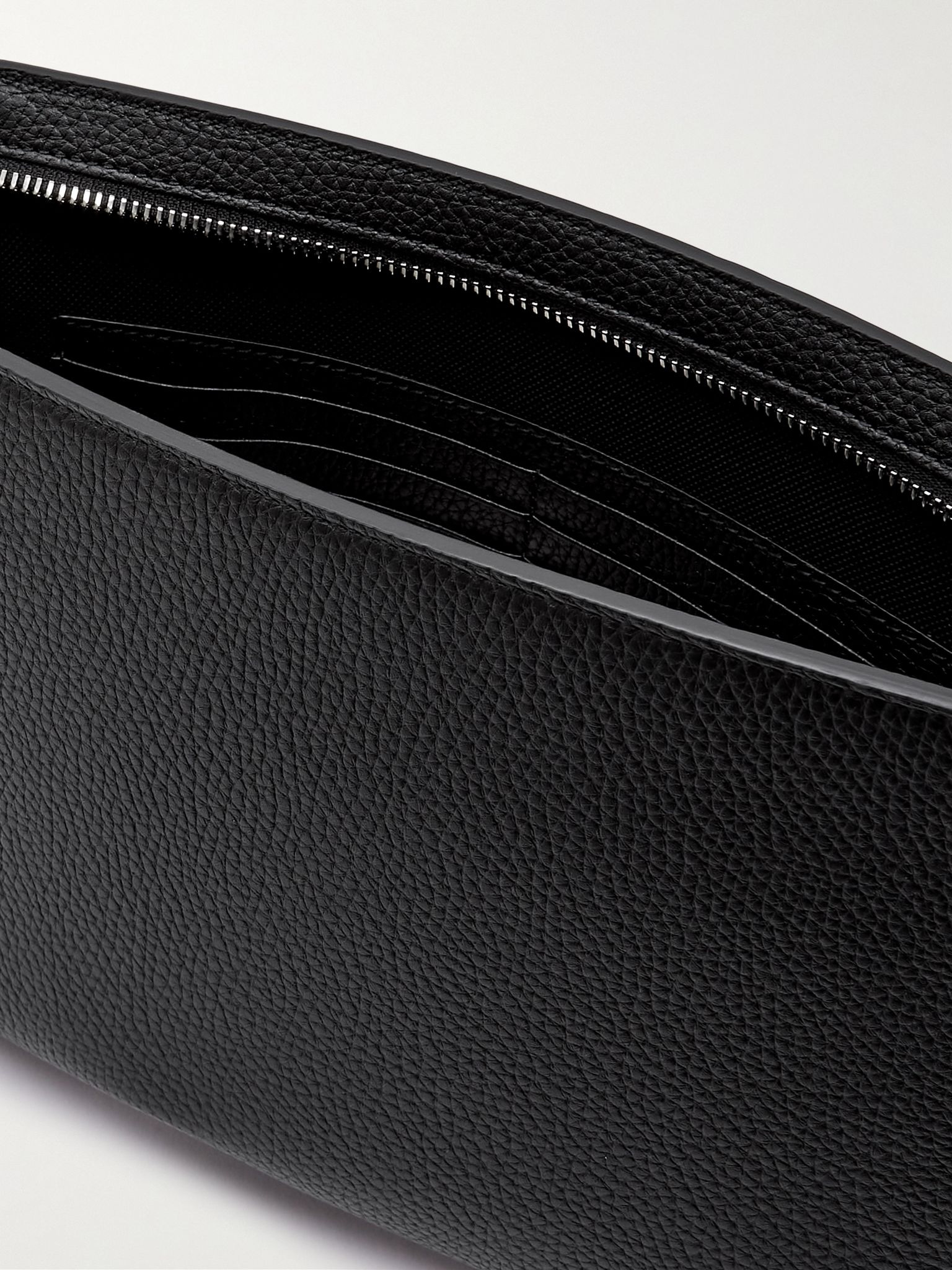 Logo-Embellished Full-Grain Leather Pouch Black - 5