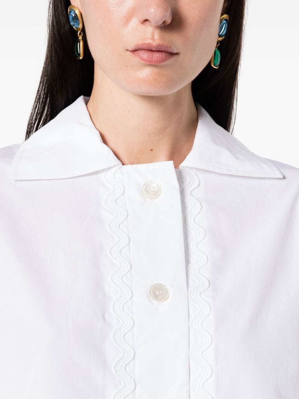 wave-appliquÃ© cropped shirt - 5