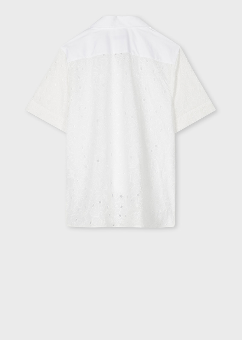 Paul Smith Women's White Cotton Broderie Panel Shirt outlook