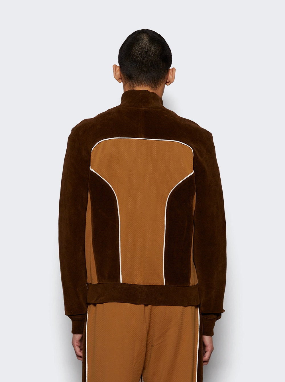 Two Tone Track Jacket Beige And Brown - 5