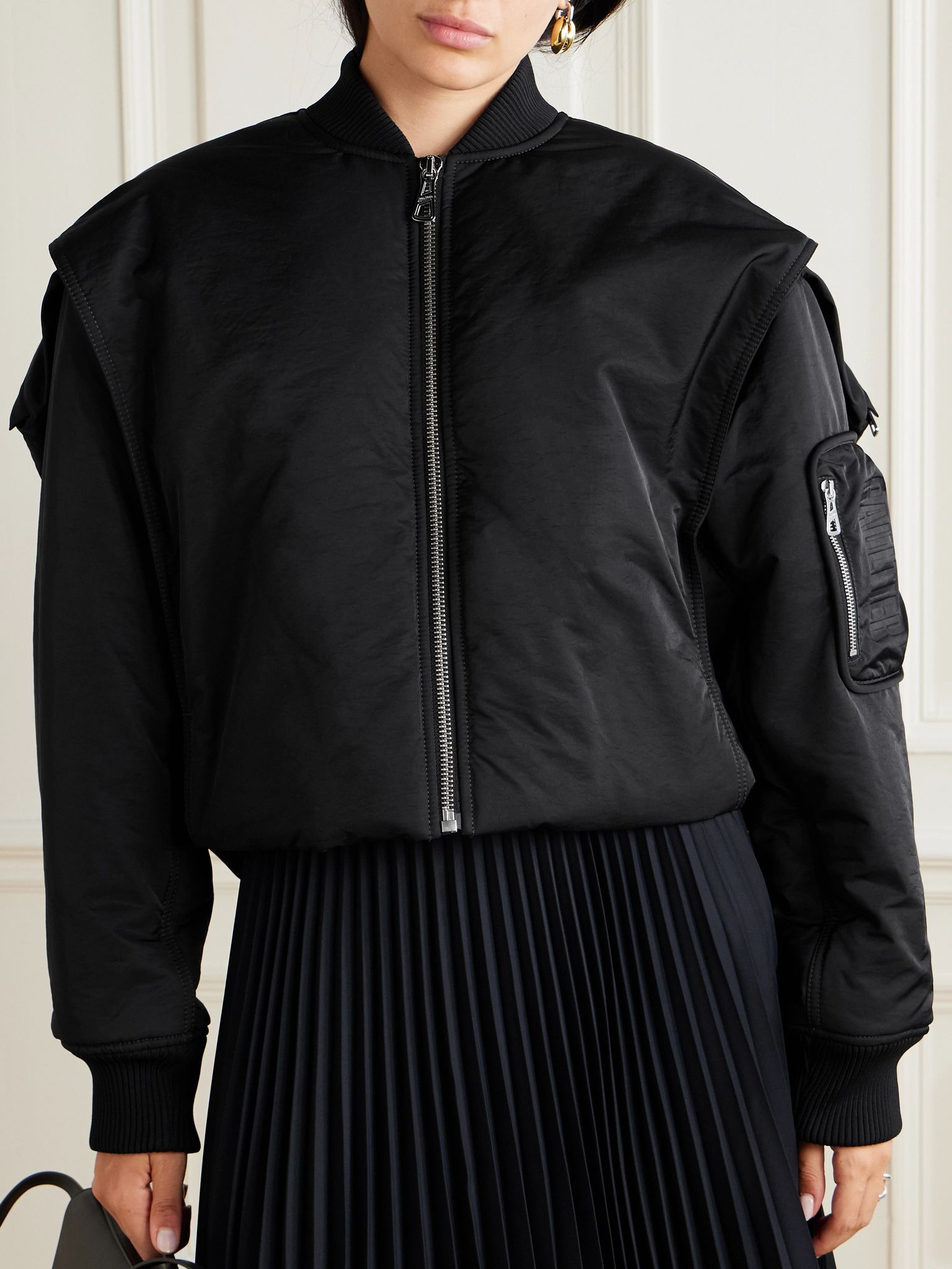 Oversized hooded shell bomber jacket Black - 3