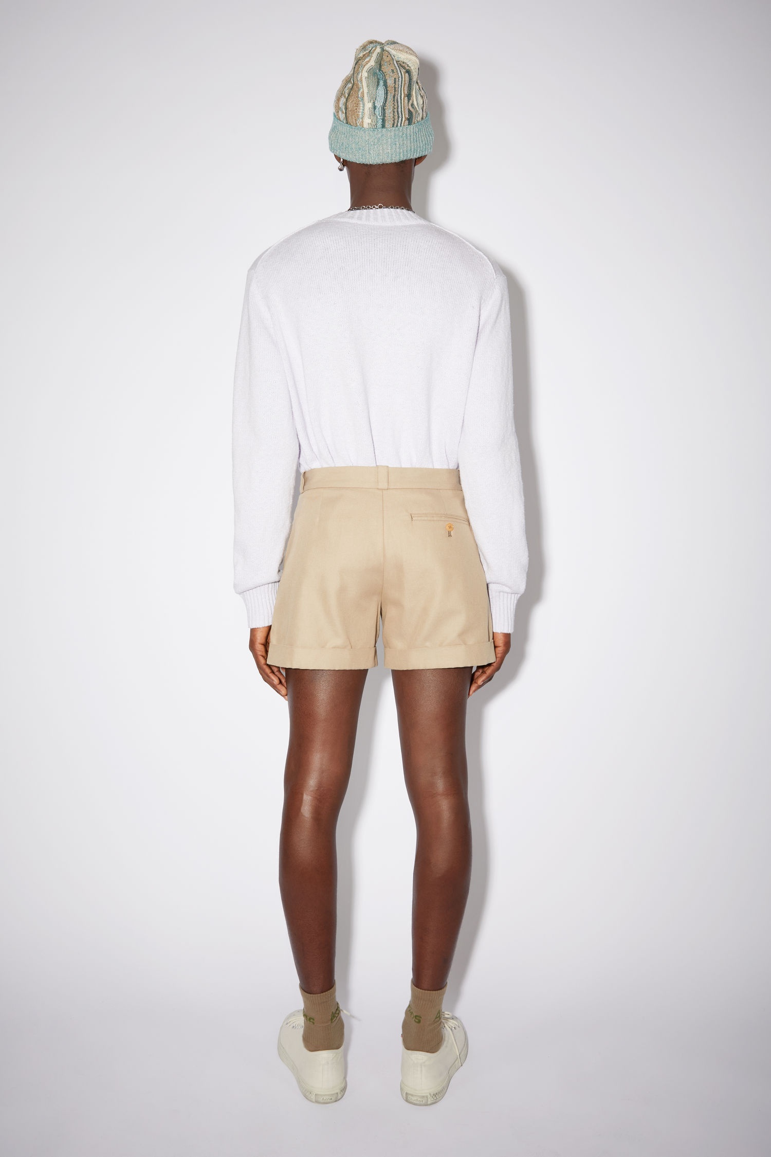 Linen blend shorts - Beige - 3