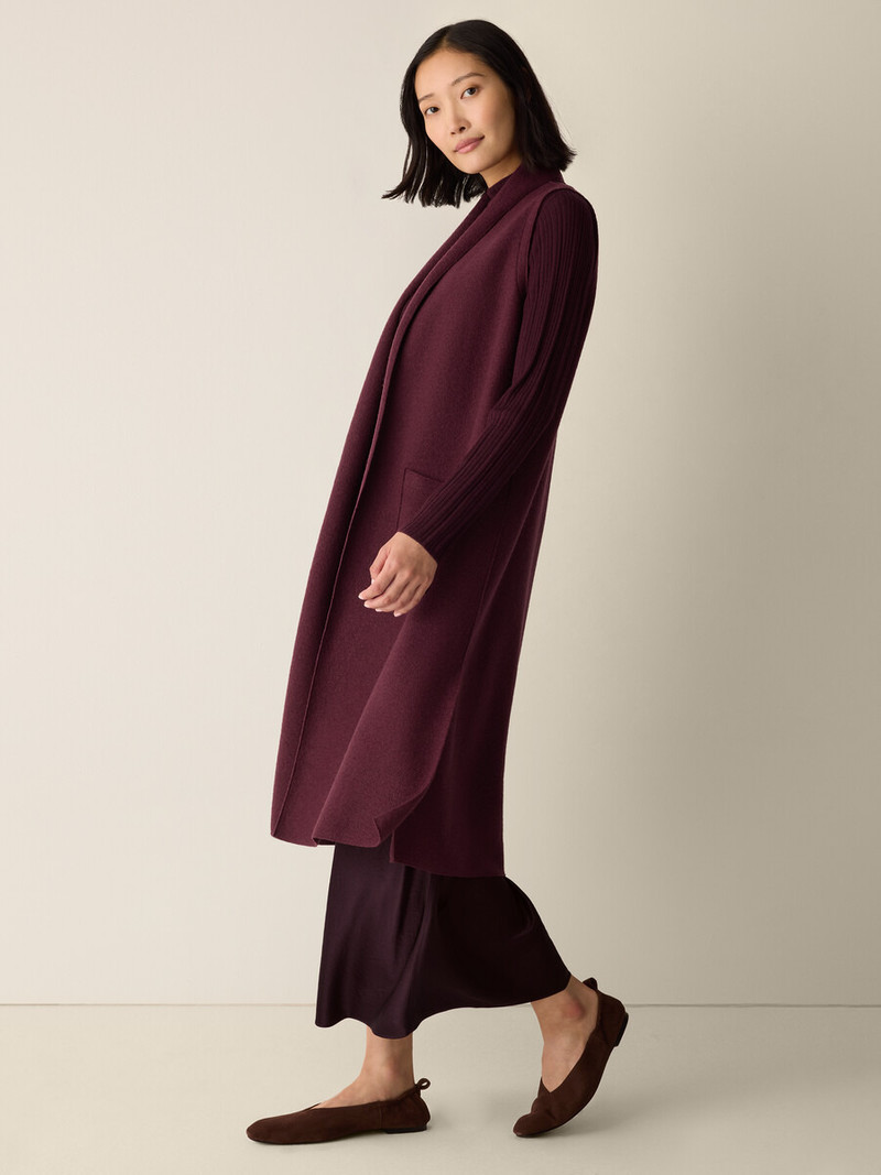 Lightweight Boiled Wool Shawl Collar Vest in Regenerative Wool 3