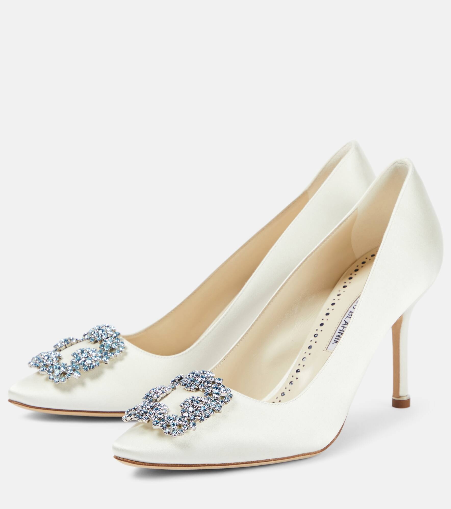 Bridal Hangisi 90 embellished satin pumps - 5