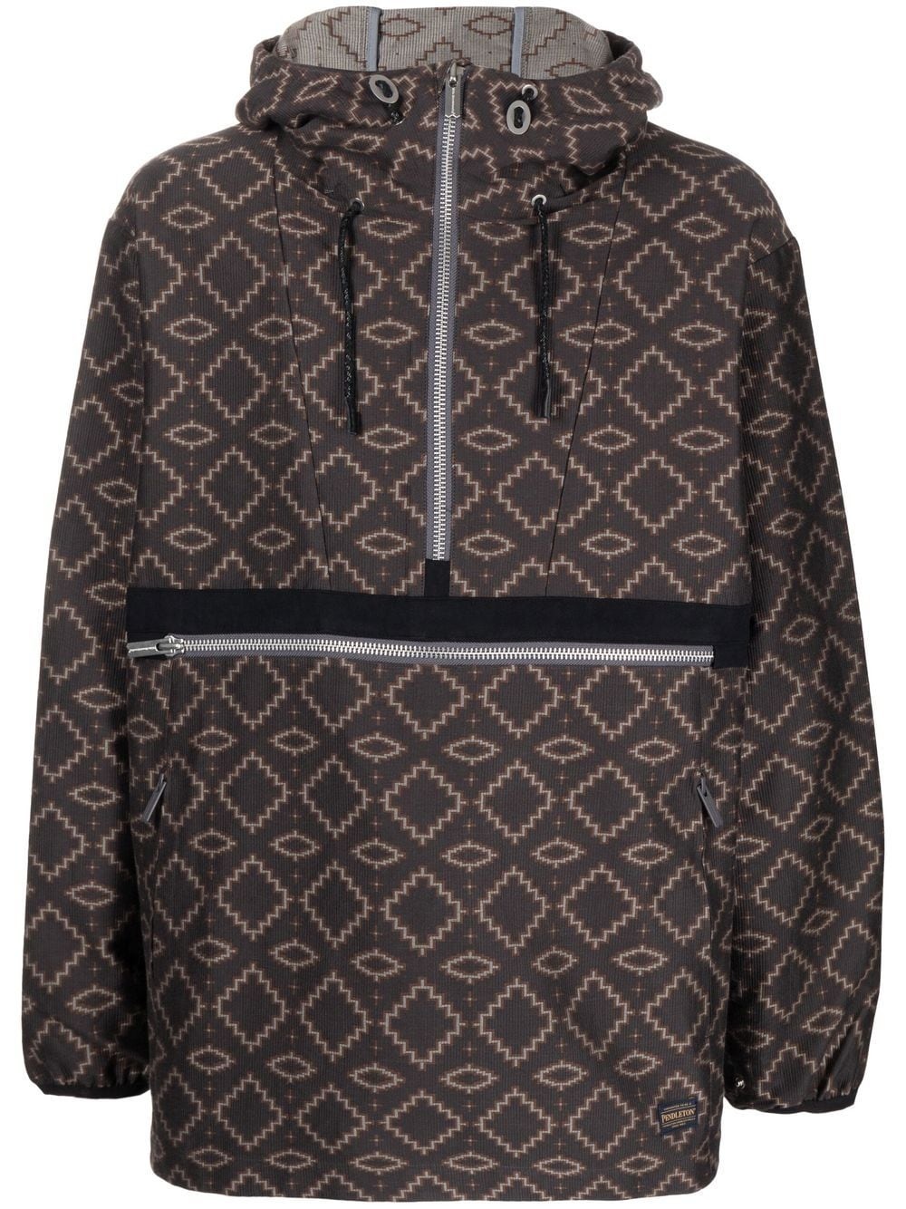 geometric pattern half-zipped jacket - 1