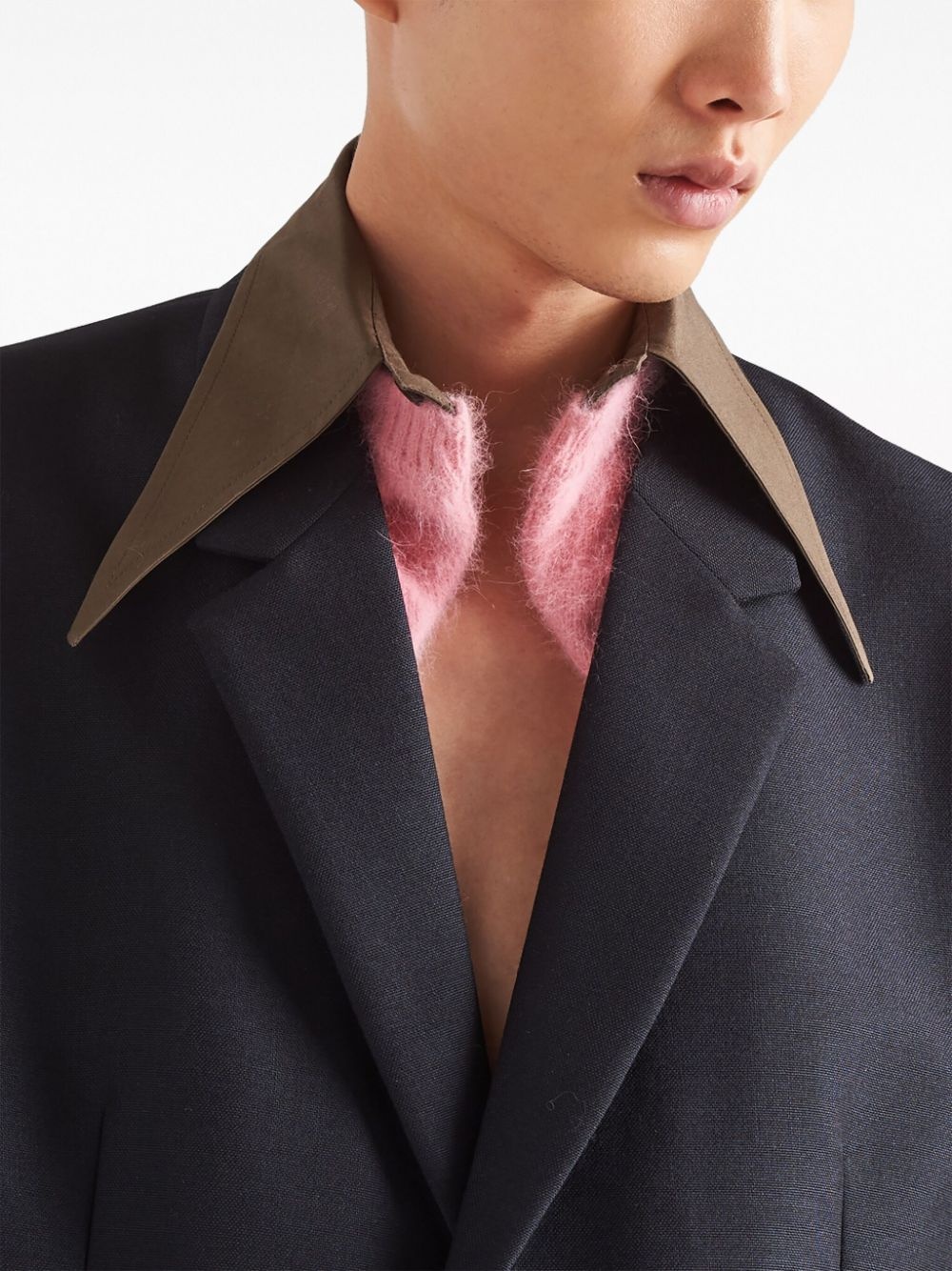 detachable-collar wool blazer - 5