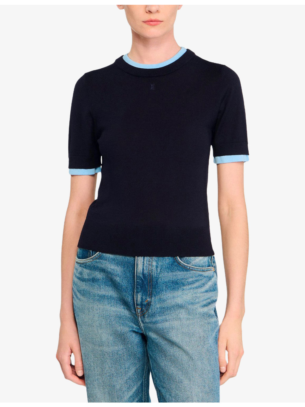 Short-Sleeved Knitted Wool Jumper - 3