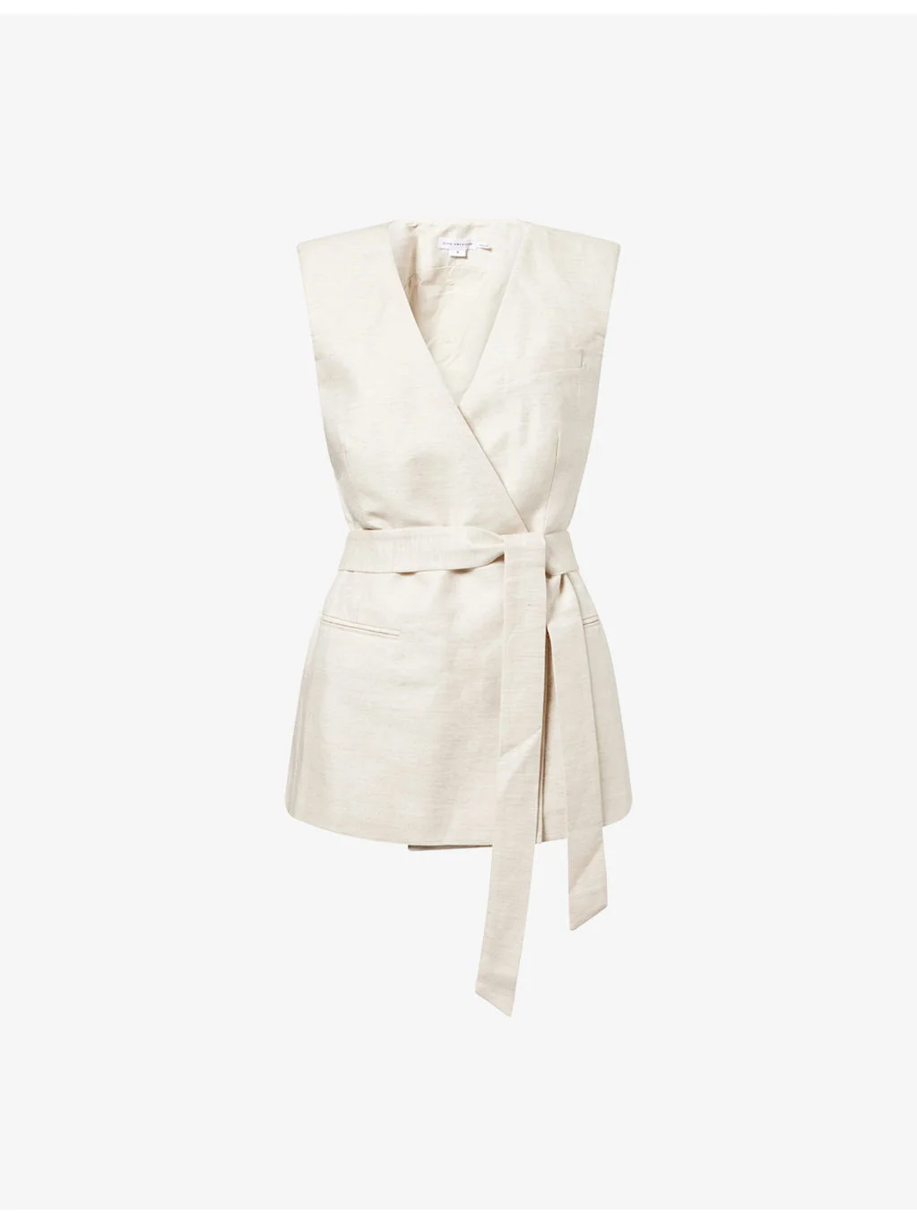 Belted V-Neck Woven Vest - 1