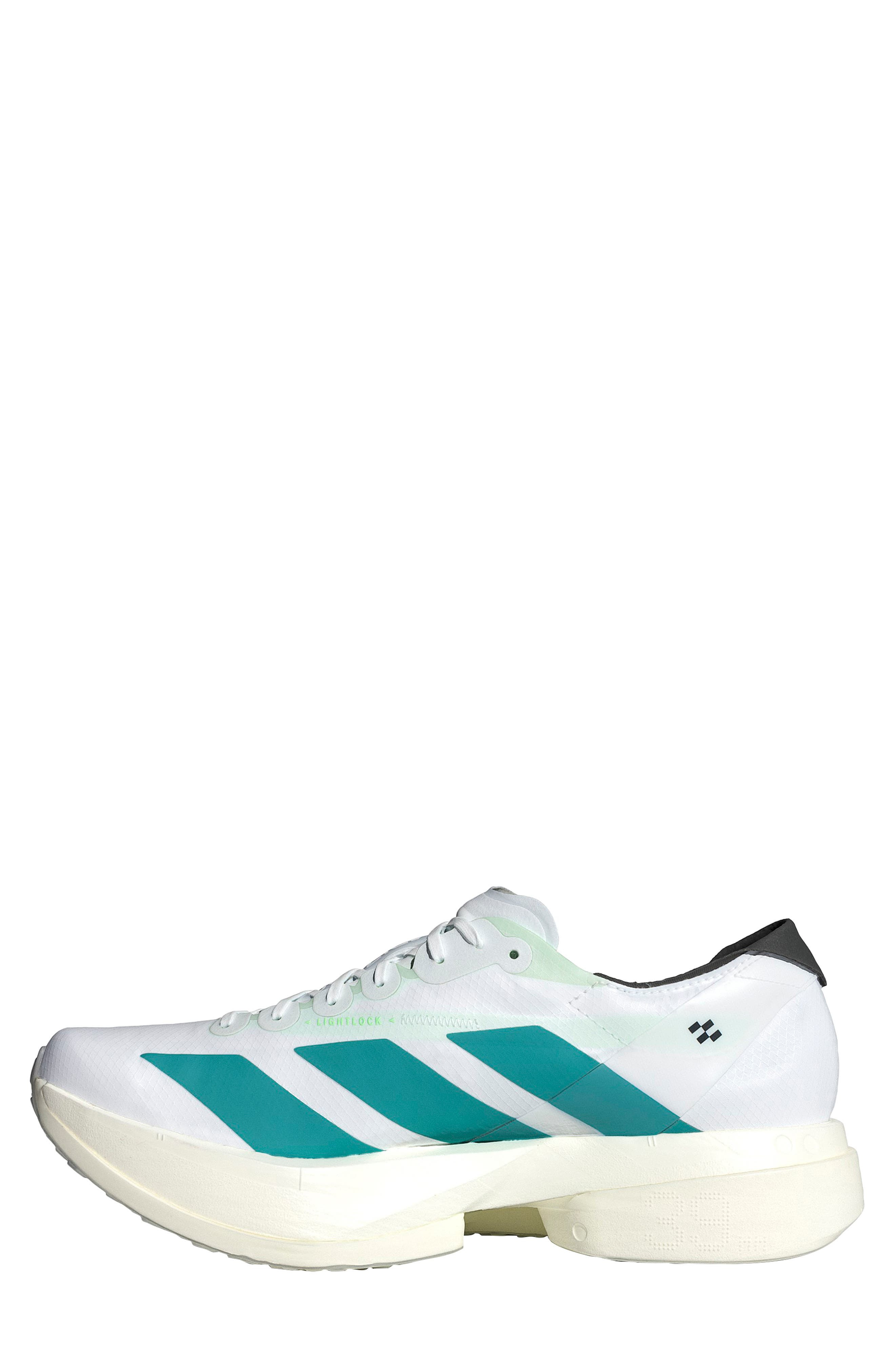 adidas Gender Inclusive Adios 9 Pro 4 Running Sneaker in White/Pure Teal/Carbon at Nordstrom - 6