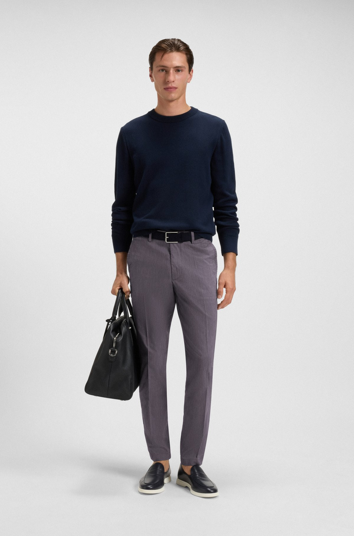 SLIM-FIT TROUSERS IN EASY-IRON POPLIN - 3