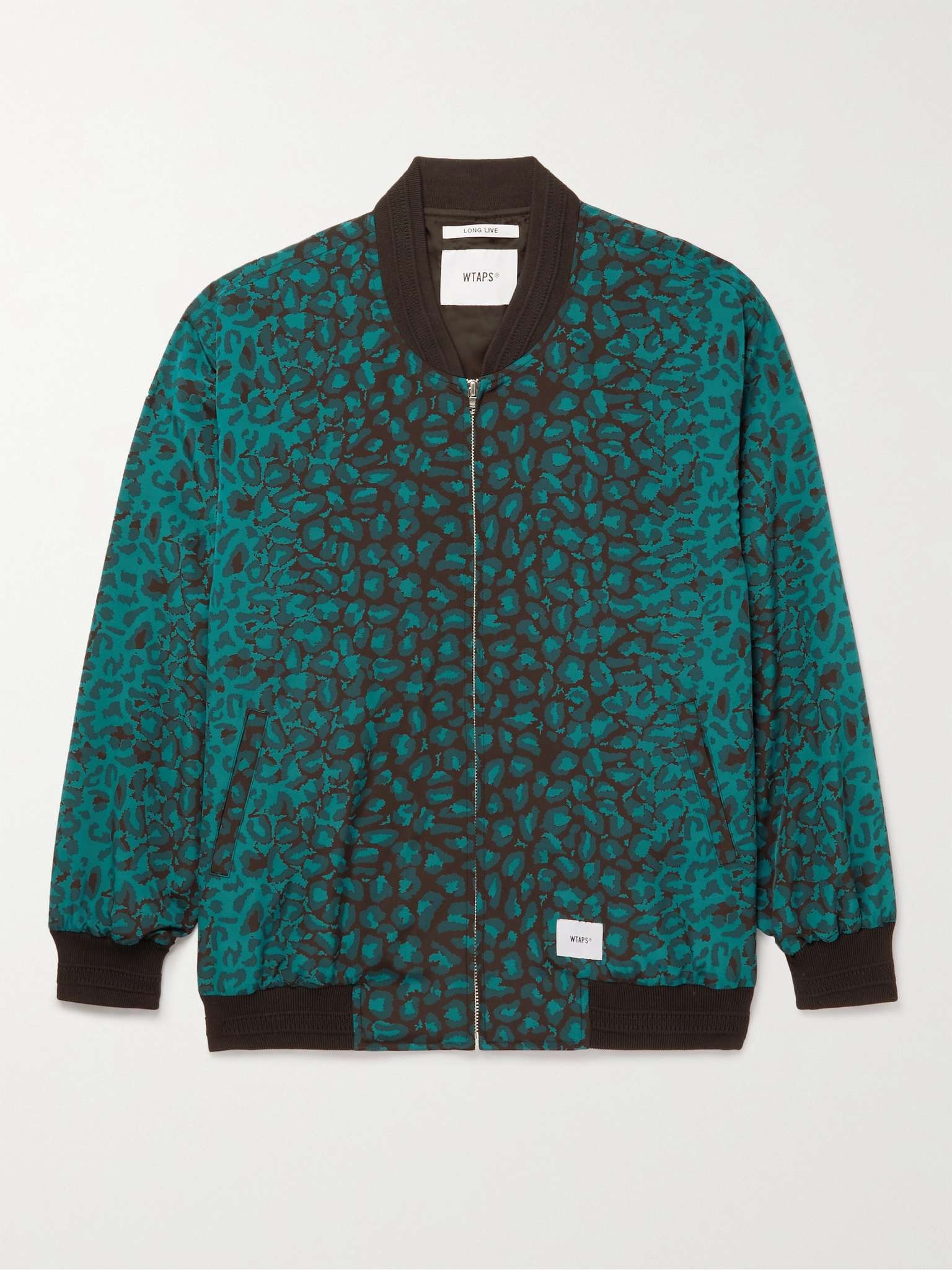 Leopard-Print Faille Bomber Jacket - 1