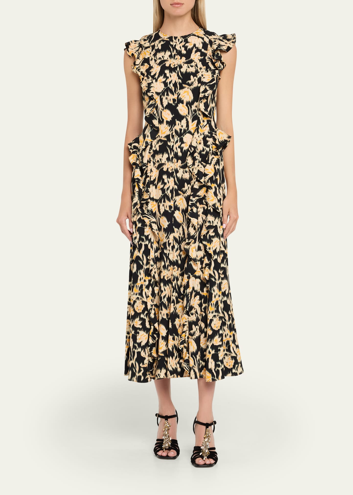 Flo Floral Flutter-Sleeve Midi Dress - 2