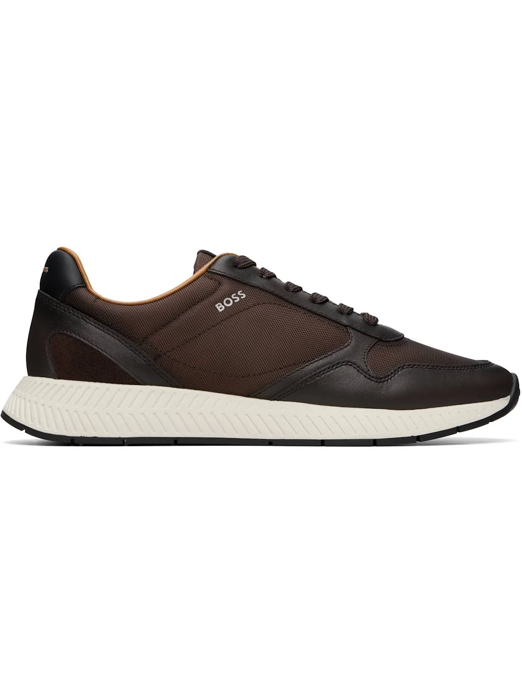 Brown Leather & Canvas Sneakers - 1