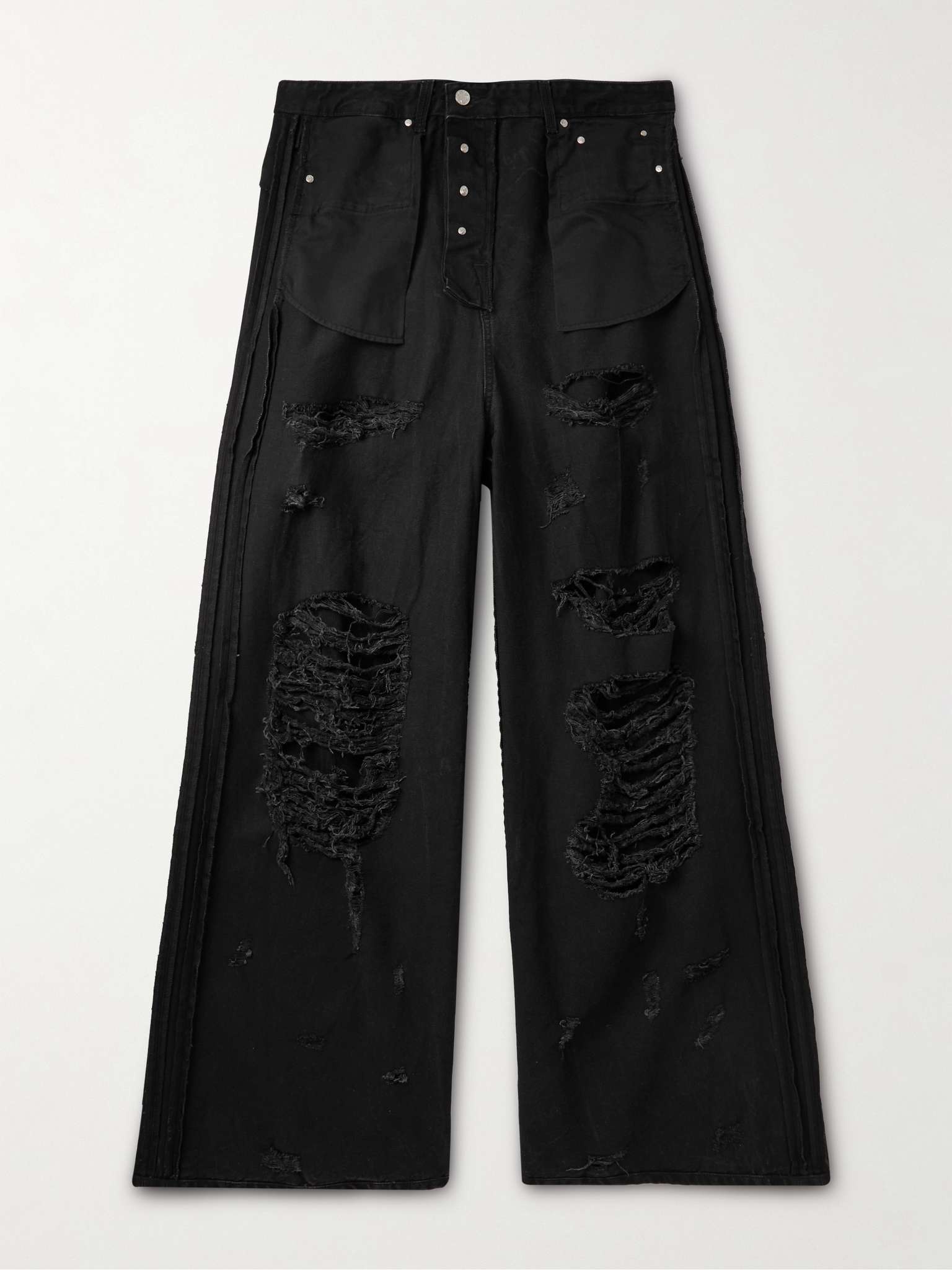 VETEMENTS Inside-Out Wide-Leg Distressed Jeans | REVERSIBLE