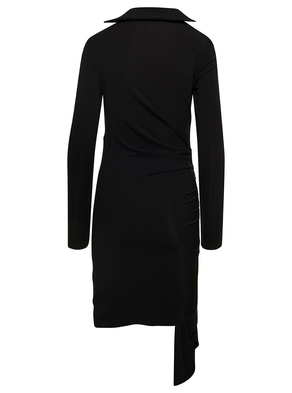 Off-White Women Mini Asymmetric Black Dress With Cut-Out And Ruffle Detail In Viscose Stretch Woman - 2