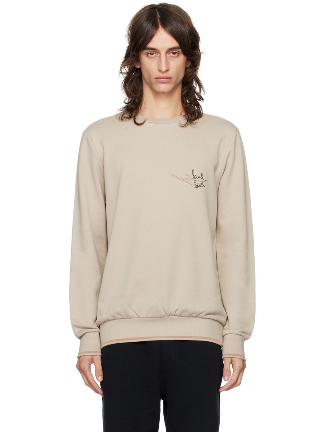 Taupe Embroidered Sweatshirt - 1