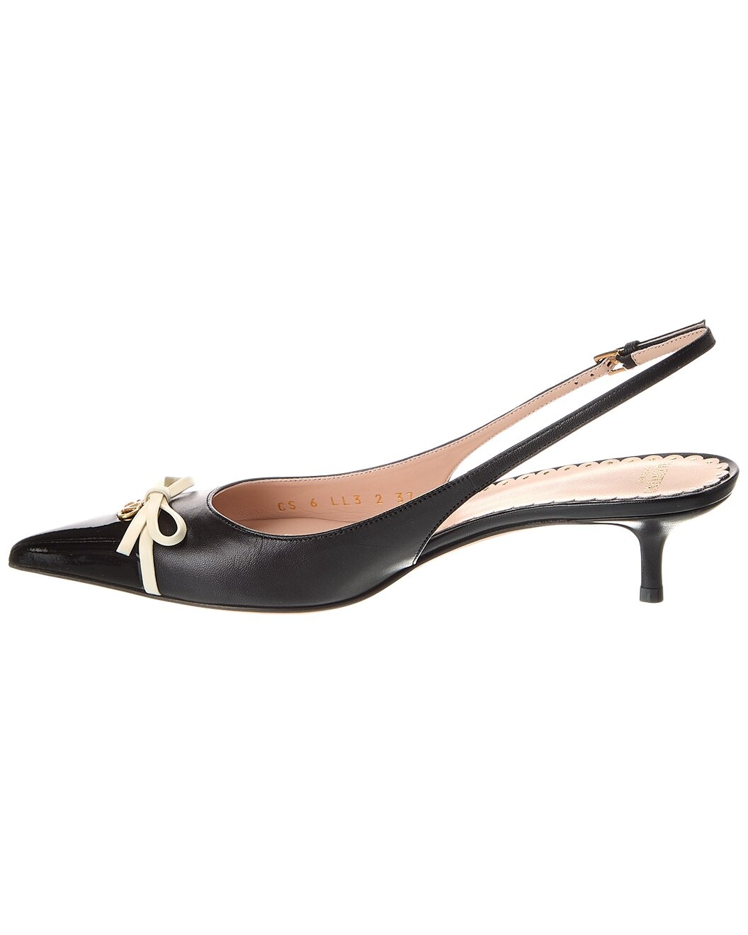 Valentino Bow Detail 45 Leather Slingback Pump - 2