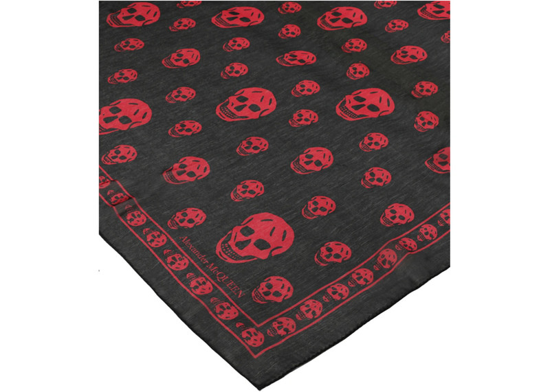 Alexander McQueen Alexander McQueen Skull Print Silk Scarf Black Red outlook