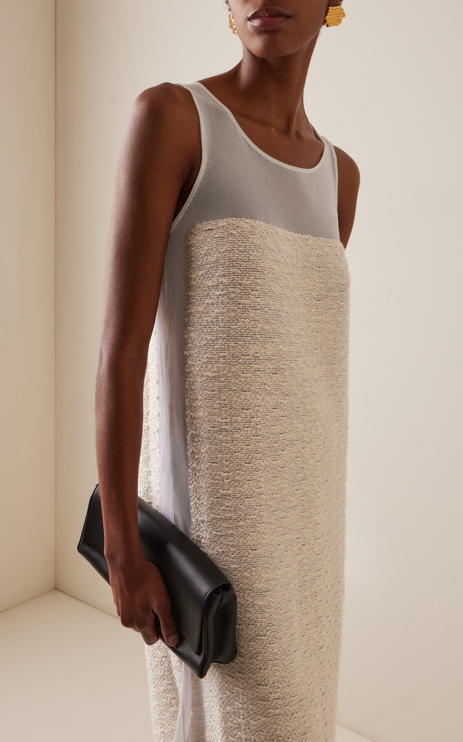 Miriele Bouclé-Inlaid Knit Maxi Dress ivory - 3
