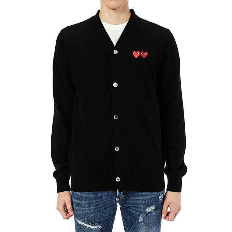 COMME des GARCONS PLAY Cardigan With Double Emblems 'Black' AZ-N058-051-1 - 2