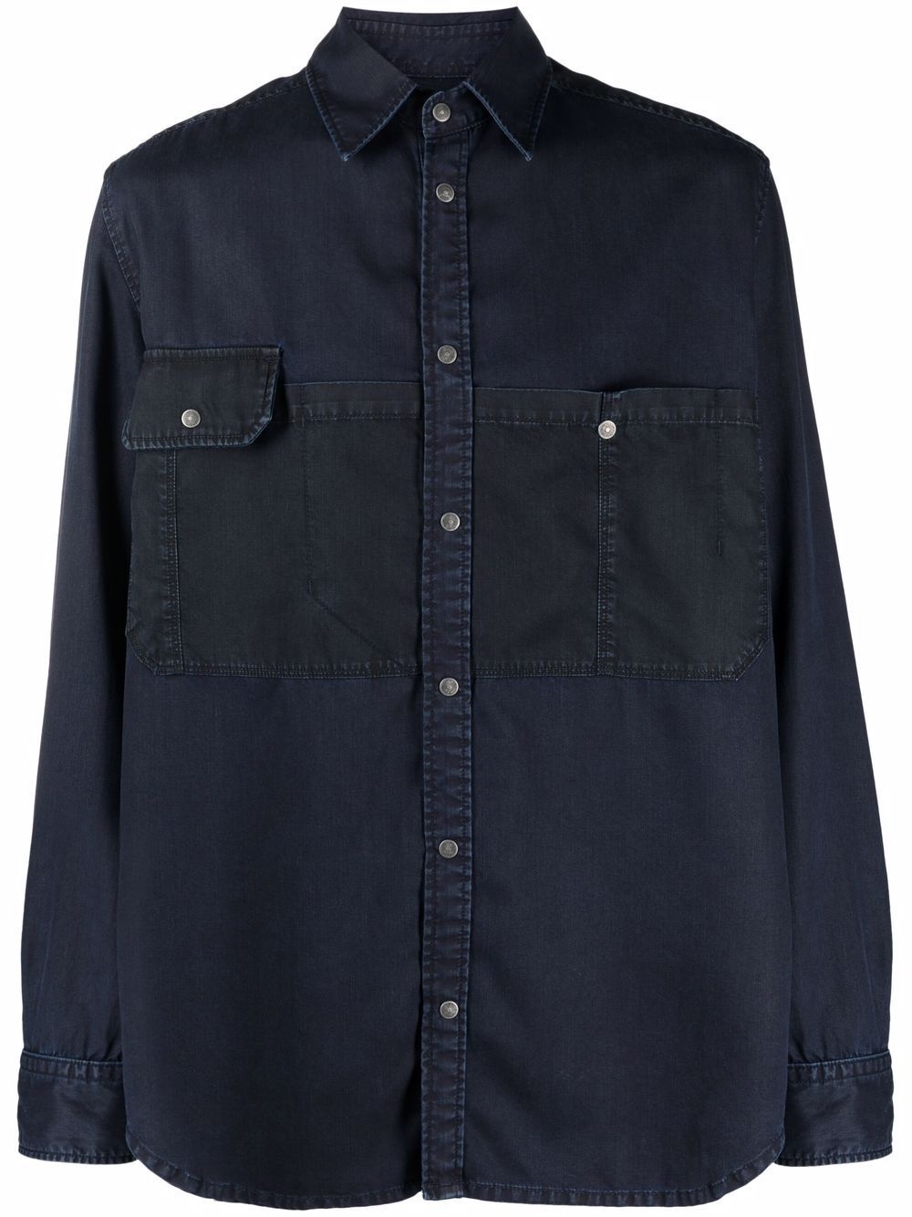 spread-collar buttoned denim shirt - 1