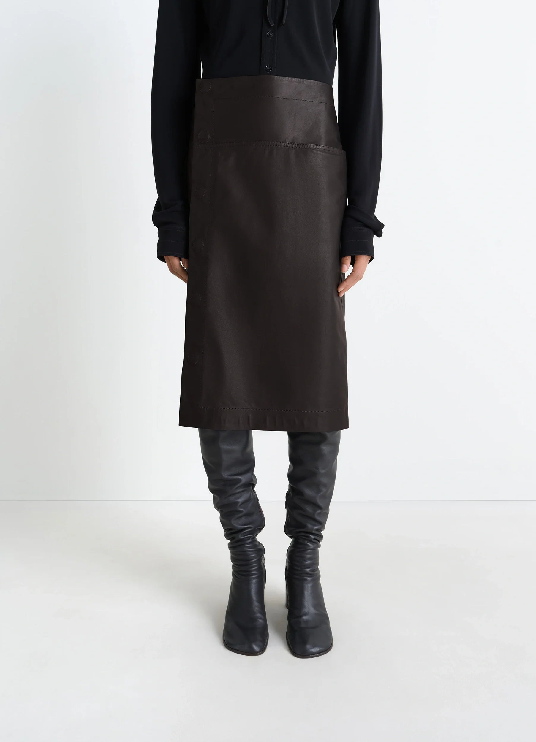 LEATHER WRAPOVER SKIRT - 3