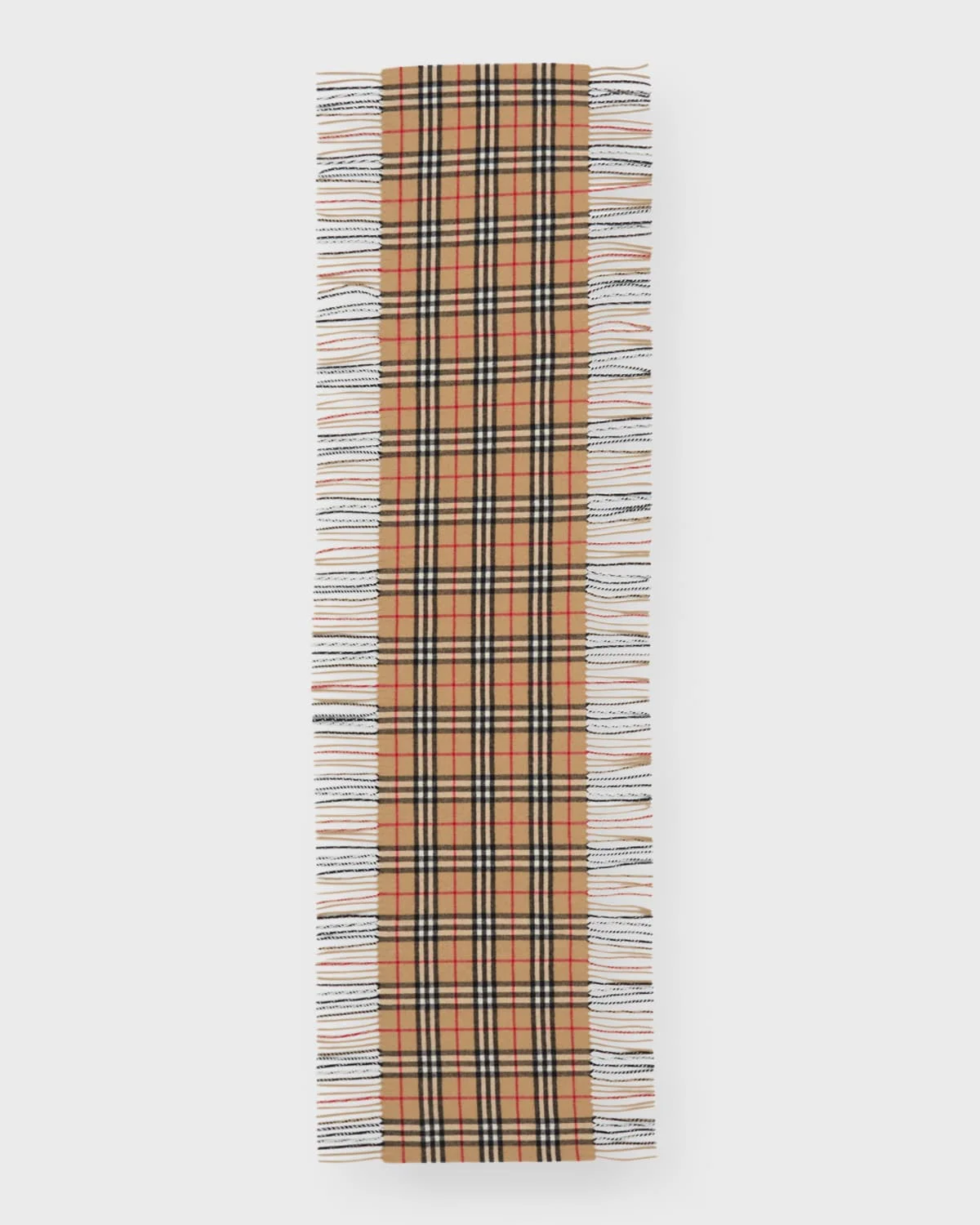 Vintage Check Fringe Cashmere Scarf - 1