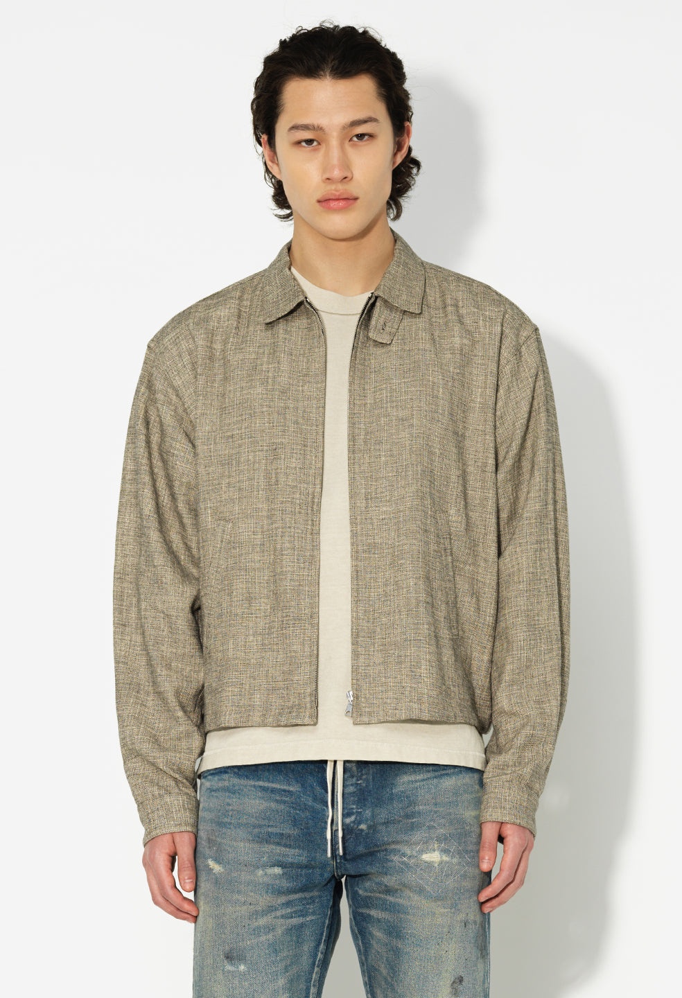 John Elliott LINEN CROPPED SHORT JACKET | REVERSIBLE