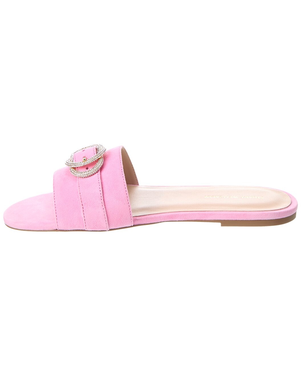 Stuart Weitzman Crystal Buckle Suede Slide - 2