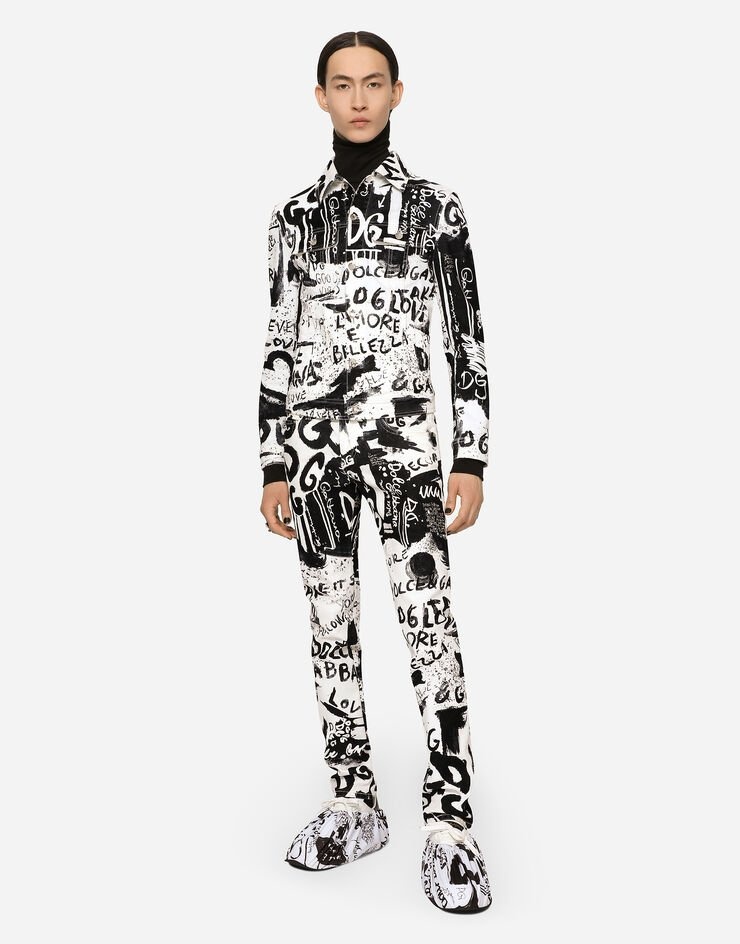 White skinny jeans with graffiti print - 6
