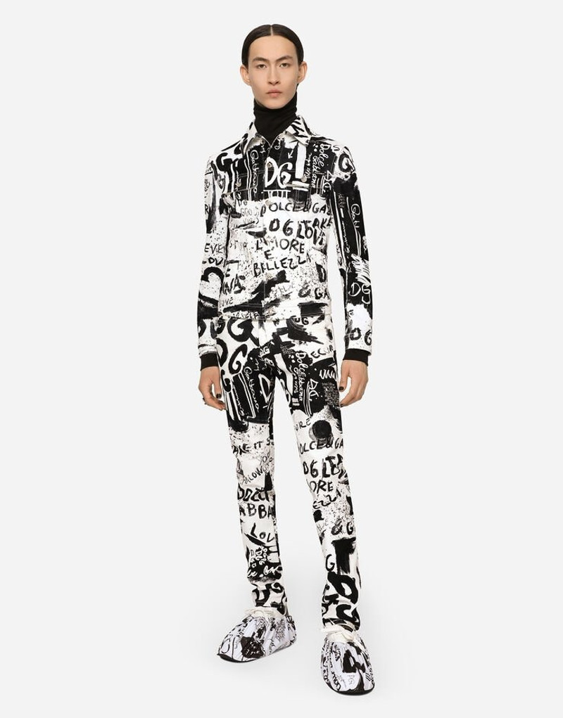 Dolce & Gabbana White skinny jeans with graffiti print outlook