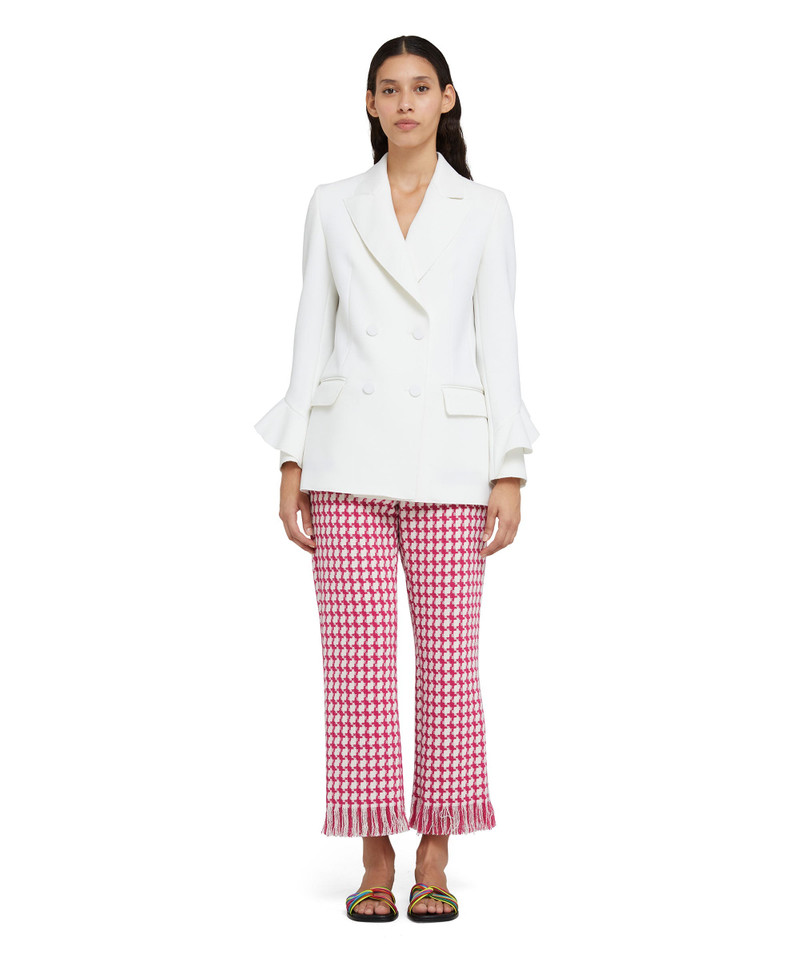 MSGM Double crepe cady double-breasted blazer with ruffles outlook