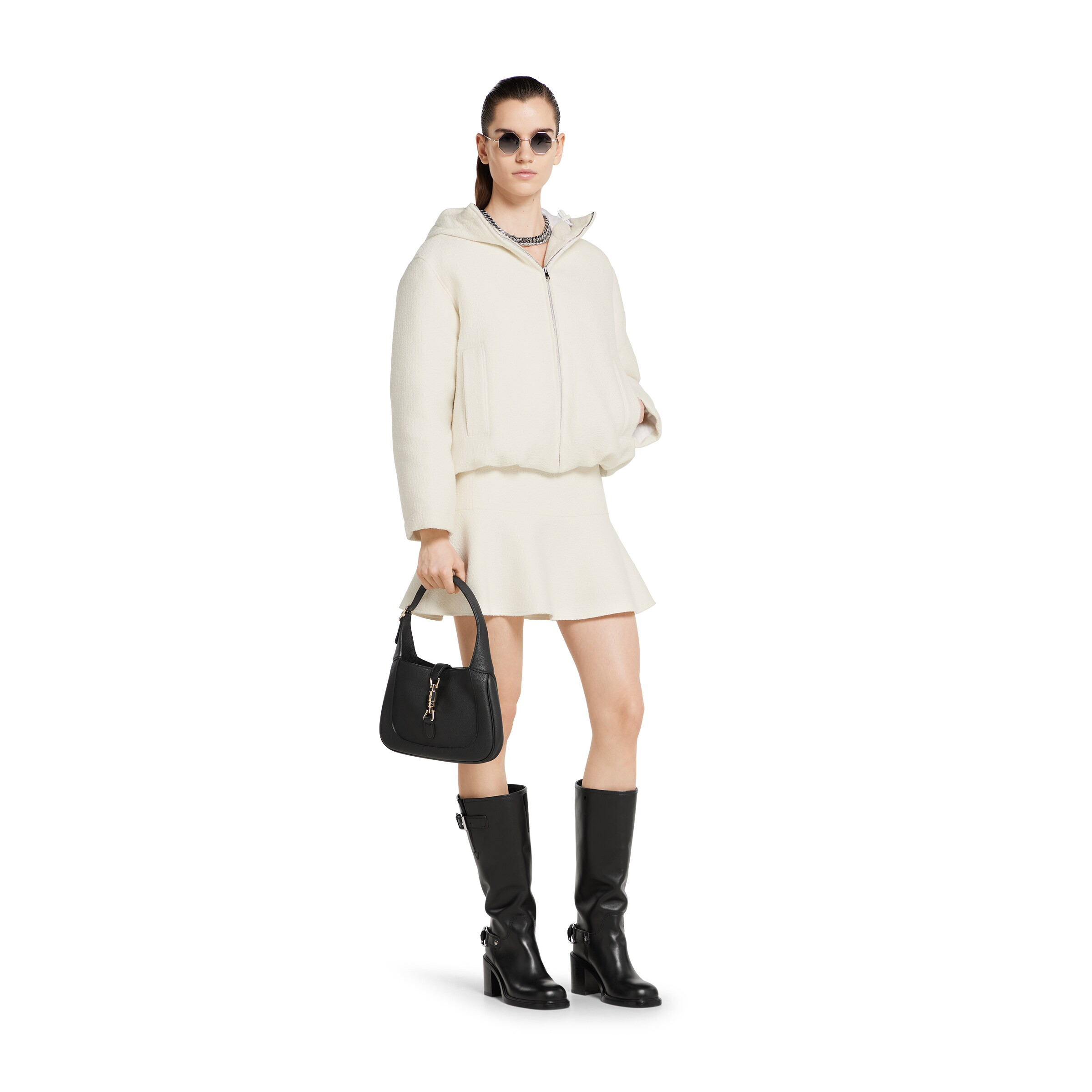 Wool bouclé jacket with logo - 2