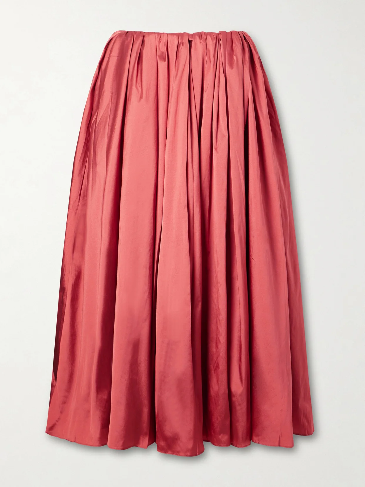 Elodie Pleated Duchesse-satin Midi Skirt - 1