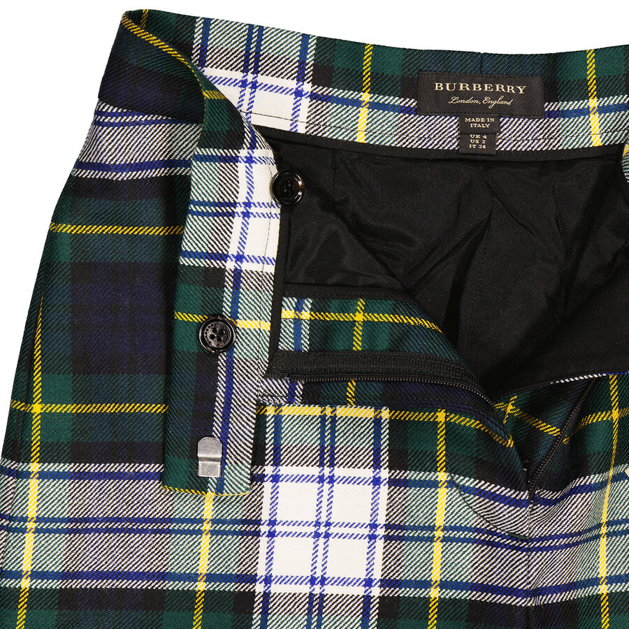 Burberry Tartan Wool High-waisted Stirrup Trousers In Ink Blue - 6