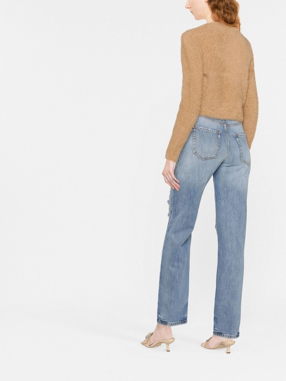 straight-leg ripped jeans - 3